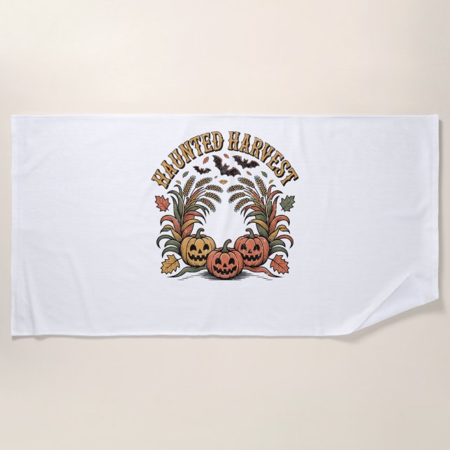 Hello Fall Vibes  Pumpkin Beach Towel (Front)