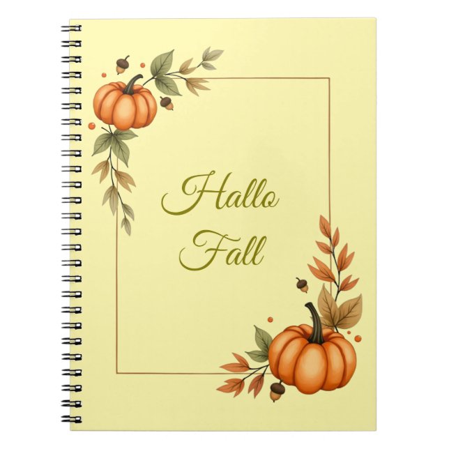 Hello Fall Watercolor Cosy Notebook (Front)