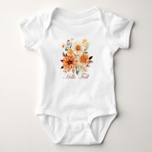 Hello fall Watercolor wildflowers leaves autumn Baby Bodysuit