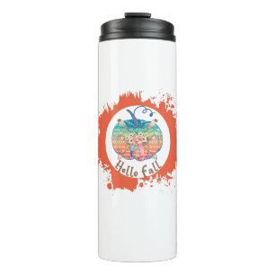 Hello Fall - Whimsical Pumpkin Design Thermal Tumbler