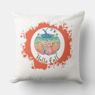Hello Fall with Colourful Pumpkins Cushion