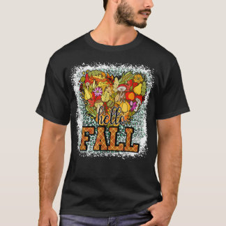 Hello Fall Y'all Pumpkin Heart Autumn Thanksgiving T-Shirt