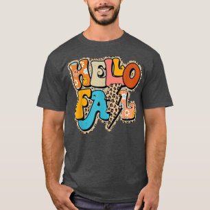Hello FallAutumn Leopard Bolt Lightning Pumpkin Sp T-Shirt