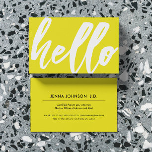 Hello   Fancy Script Sunshine Yellow Business Card