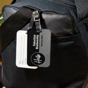 Hello Faux Diamond Plate  Professional   Luggage Tag