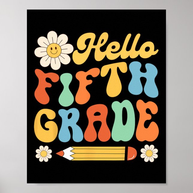 Hello Fifth 5th Grade Byck To School Teachers Kids Poster (Front)
