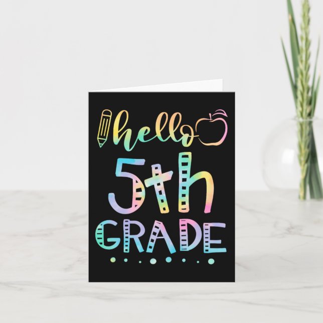 Hello Fifth Grade 5th Grade Back to School Teacher Card (Front)