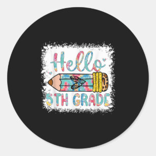 Hello Fifth Grade Back To School 5th Grade Boy Gir Classic Round Sticker