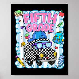Hello Fifth Grade Bus School Teacher Student Back Poster