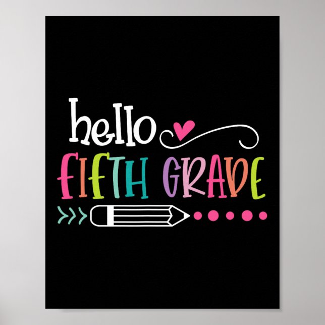 Hello Fifth GRADE  Fun 5th GRADE Back To School  Poster (Front)