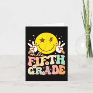Hello Fifth Grade Hippie Smile Face 5th Grade Back Card