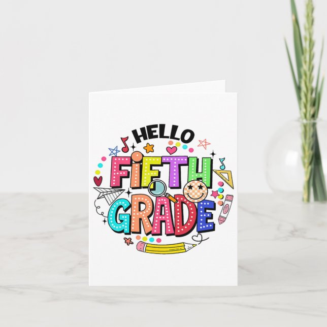 Hello Fifth Grade Team 5th Grade Back To School Te Card (Front)