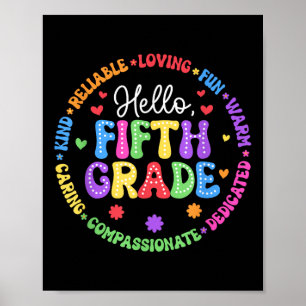 Hello Fifth Grade Team Groovy 5th Grade First Day  Poster