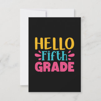 Hello fifth grade thank you card