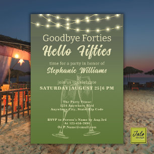 Hello Fifties Summer Backyard 50th Birthday Party Invitation