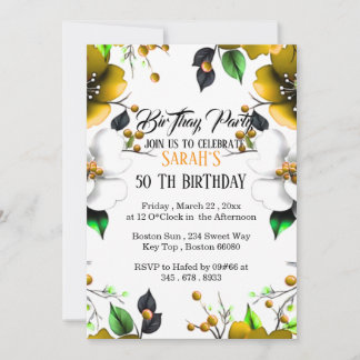 Hello Fifty 50th Birthday Invitation Template, Wi