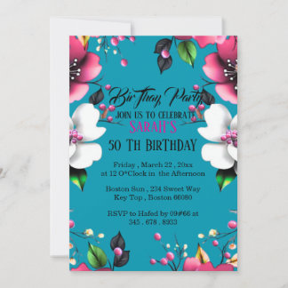 Hello Fifty 50th Birthday Invitation Template, Wi