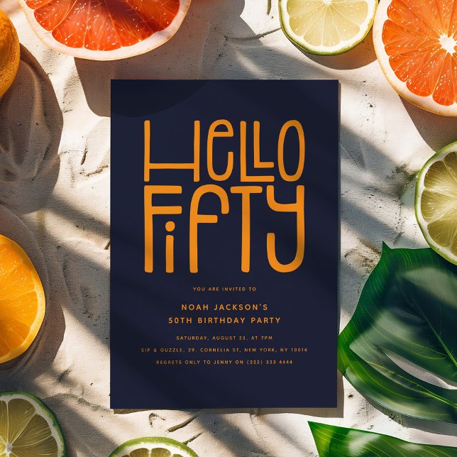 HELLO FIFTY Modern 50th Birthday Invitation (Creator Uploaded)