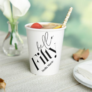 Hello fifty modern minimal elegant 50th birthday paper cups