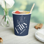 Hello fifty modern minimal navy blue 50th birthday paper cups<br><div class="desc">Hello fifty modern minimal typography simple navy blue and white 50th birthday party decor favour thank you paper cup. Part of a contemporary collection.</div>