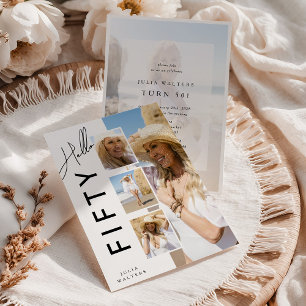 Hello FIFTY' Modern Photo Collage 50th Birthday Invitation