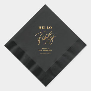 Hello Fifty Modern Script 50th Birthday Party Foil Napkins