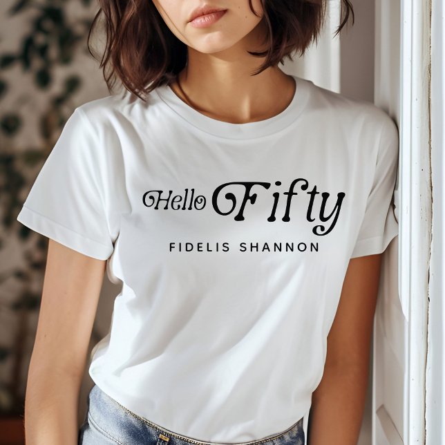 Hello Fifty Retro 50th Birthday Party T-Shirt (Creator Uploaded)
