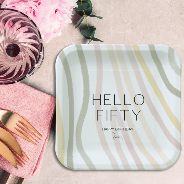 Hello Fifty Simple 50th Birthday Paper Plate (Creator Uploaded)