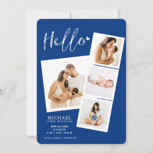Hello Film Strip Photo Collage Baby Boy Birth Anno Announcement