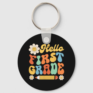Hello First 1st Grade Byck To School Teachers Kids Key Ring