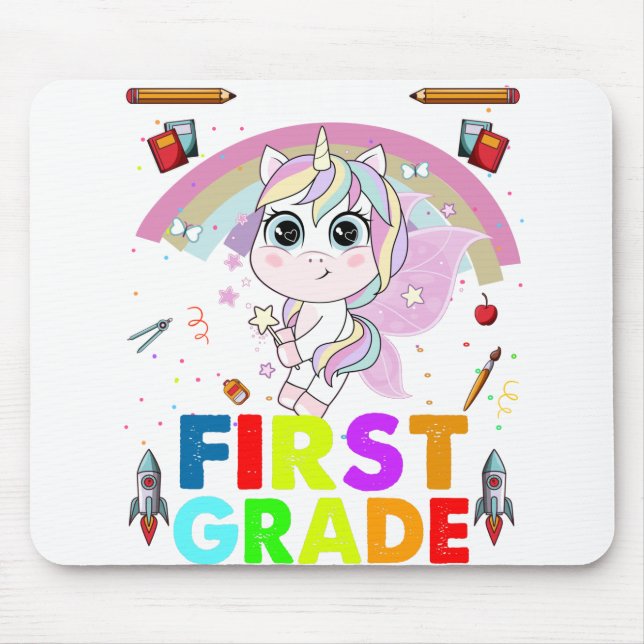 Hello First Grade - 1st Grade Back To School Mouse Pad (Front)