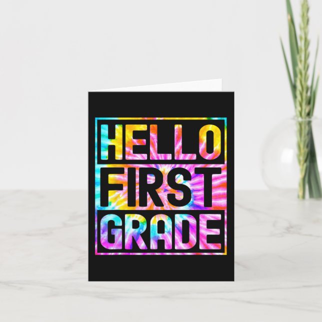 Hello First Grade Back to School 1st Grade Teacher Card (Front)