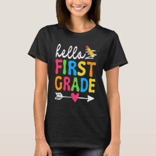 Hello First Grade Back To School Men Women Boy Gir T-Shirt