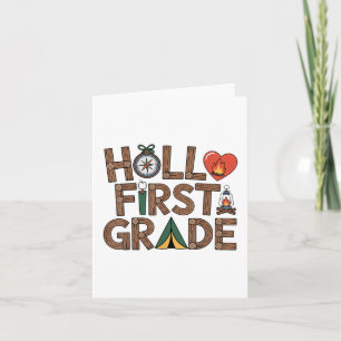 Hello First Grade Back To School Teacher Kids _1 Card