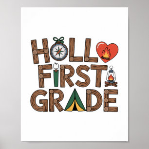 Hello First Grade Back To School Teacher Kids _1 Poster