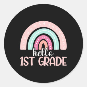 Hello First Grade Byck To School 1st Grade Teacher Classic Round Sticker