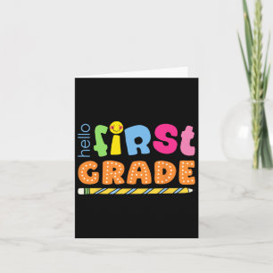 Hello First Grade Cute Colourful Team 1st Grade Te Card