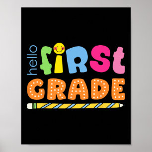 Hello First Grade Cute Colourful Team 1st Grade Te Poster