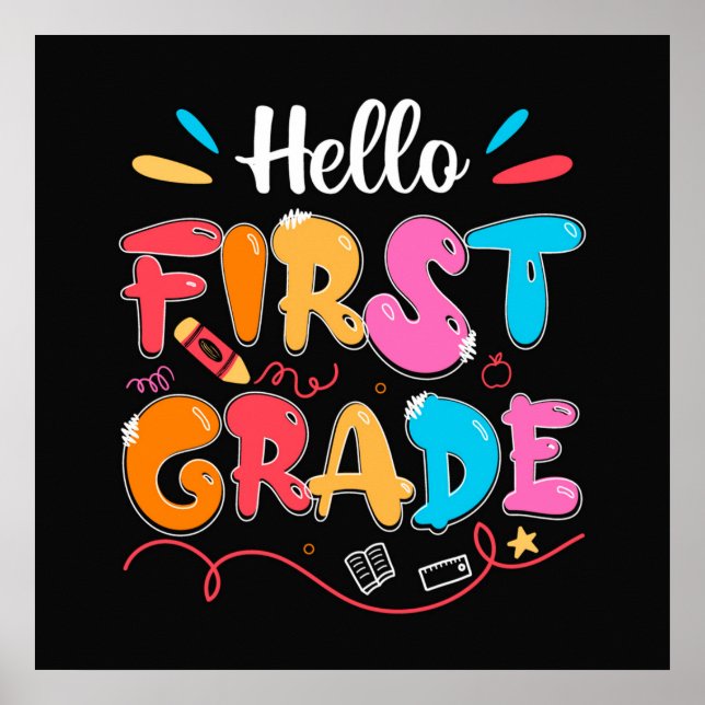 Hello First Grade Doodle  Poster (Front)