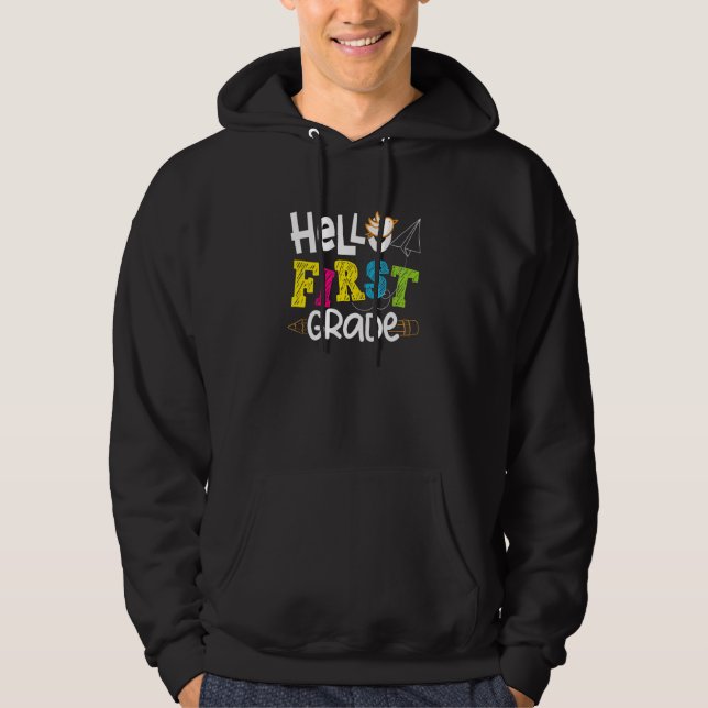 Hello First Grade For First Grade Student Teacher Hoodie (Front)