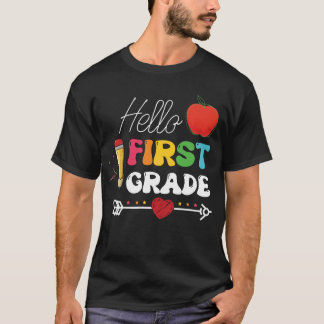 Hello First Grade Heart Apple T-Shirt