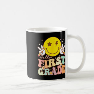 Hello First Grade Hippie Smile Face 1st Grade Byck Coffee Mug
