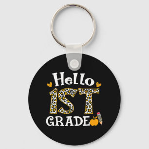 Hello First Grade Leopard print 1st Grade Back To Key Ring