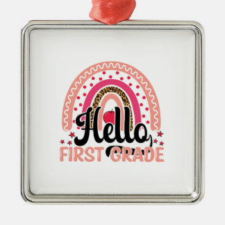 Hello First Grade Metal Ornament