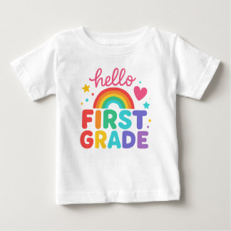 Hello First Grade Rainbow,Back to School  Baby T-Shirt