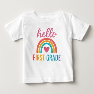 Hello First Grade Rainbow Heart Shirt