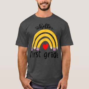 Hello First Grade Rainbow Pencil Back To School Gi T-Shirt
