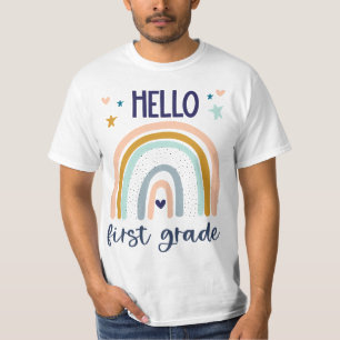 Hello First Grade Retro Rainbow Cute for Teaher Gi T-Shirt