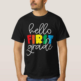 Hello First Grade School Teacher First Day T-Shirt