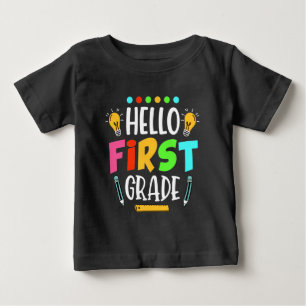 Hello First Grade School Teacher First Day T-Shirt